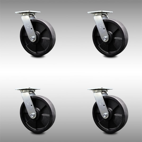 Service Caster 8 Inch SS Glass Filled Nylon Wheel Swivel Caster Set with Roller Bearings SCC SCC-SS30S820-GFNR-4 - main